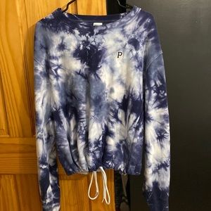 PINK tie dye cinch crew neck